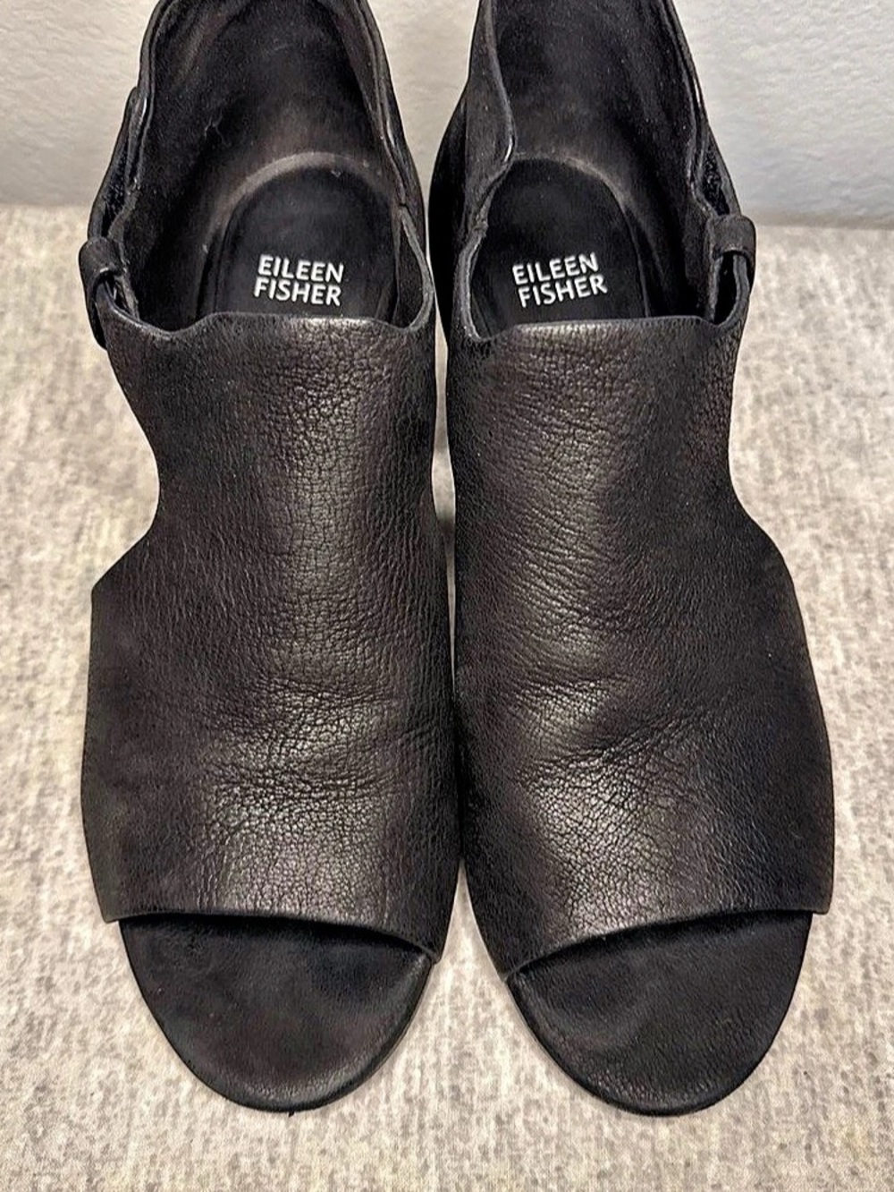 Eileen Fisher Phaedra Open Toe Bootie Black Peep Toe Heels